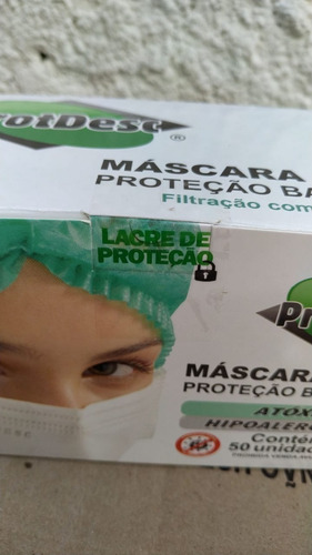Máscara Tnt Tripla Descartável C/elástico - Cx 50 - Protdesc Cor Branco