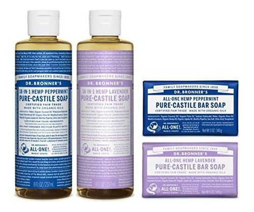 Set De Regalo De Menta Y Lavanda De 4 Piezas Del Dr. Bronner