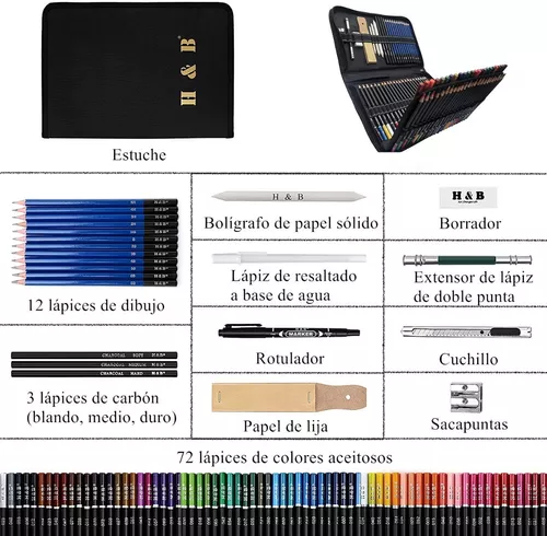 GENERICO Kit Dibujo Estuche Profesional 95 Piezas