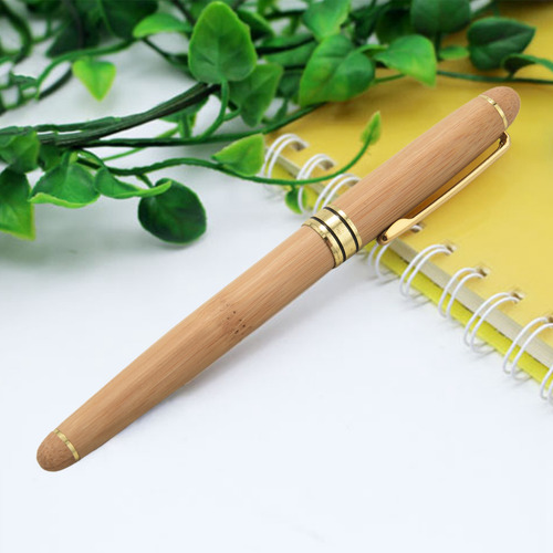 Pluma Estilográfica De Bambú Elegante Y Vintage Con Caja Par