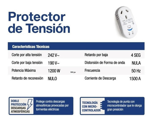 Imagen 3 de 3 de Protector De Tensión Notebook Tablet Celulares Pr7mini 1200w