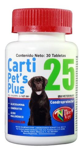 Carti Pet's Plus 25 Con 30 Tabs Condroprotector Perro Grande