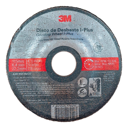 Disco Desbaste 3m - 4.1/2 X1/4 X7/8 