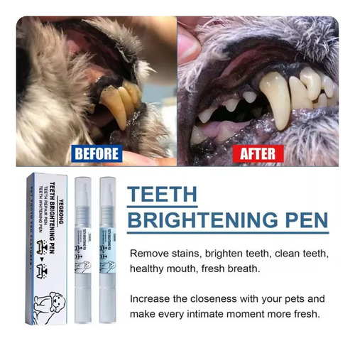 2x Caneta Clareadora Limpa De Cuidados Dentes Para Cachorro