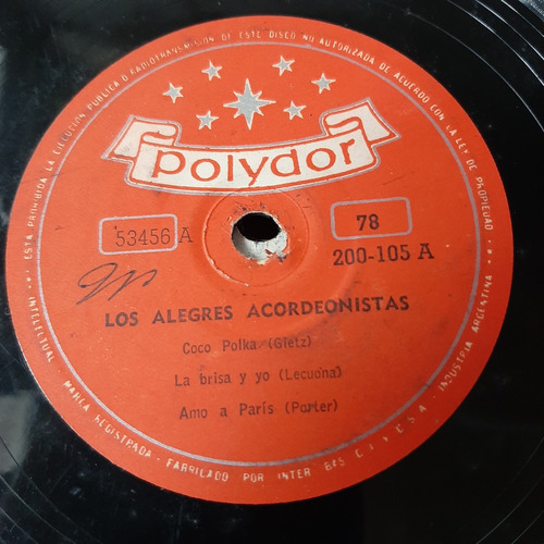 Pasta Los Alegres Acordeonistas Polydor 200105 C57