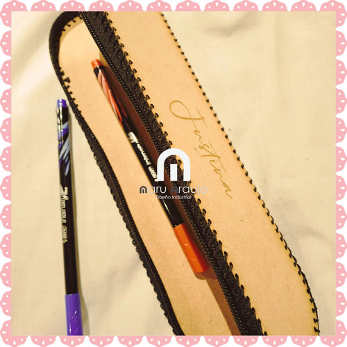 Pack 4 Cartucheras Con Nombre Canopla Madera Escolar Estuche Madera Cartuchera Oval Madera