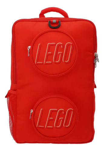 Mochila Escolar Yadatex Pieza De Lego Rojo Liso