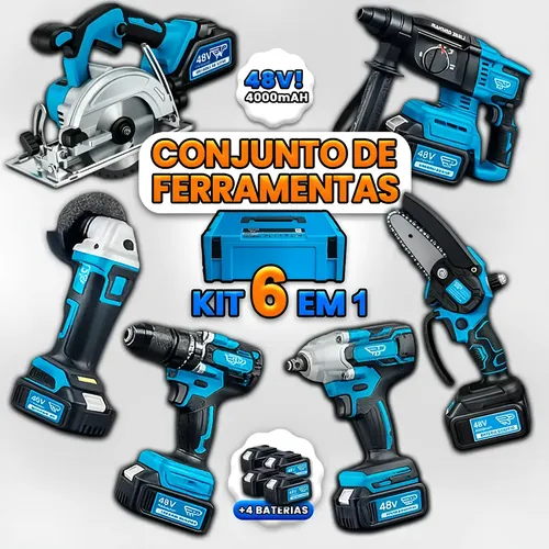 Kit Parafusadeira Martelete Impacto Esmerilhadeira Serra 48v