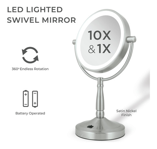 Espejo De Maquillaje Redondo Zadro 9 Led Con Luces De 5 Y 10