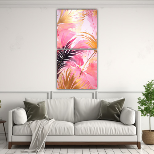 160x80cm Set 2 Artes Composición Regalo A Palm Leaves In Go