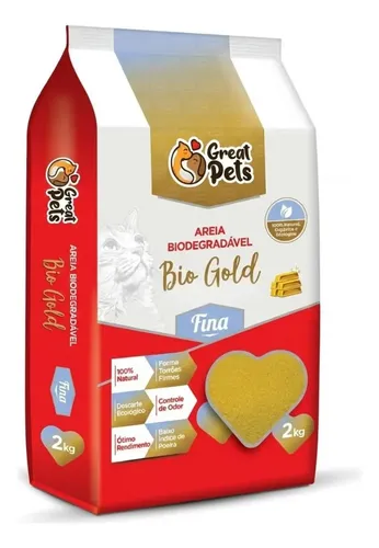 Areia Para Gato 2kg Bio Gold Fina Granulado Great Pets Anti-Odor ...