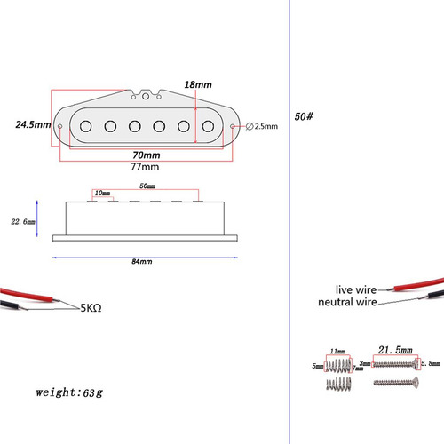 Reemplazo De Guitarra Eléctrica Alnico Pickup Middle
