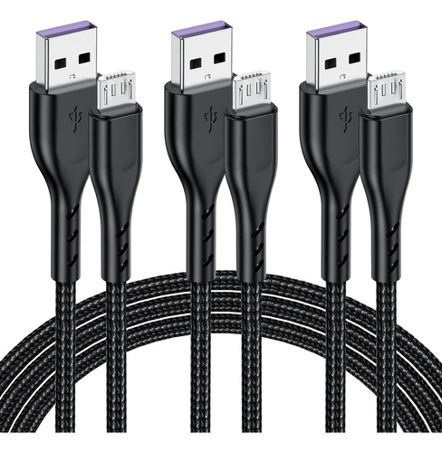 Kithumi Cable Micro Usb De 6 Pies, Paquete De 3 Cables De Ca