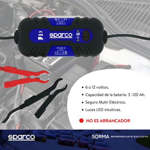 Imagen 3 de 12 de Cargador De Bateria Para Auto Sparco Carga Inteligente 12v