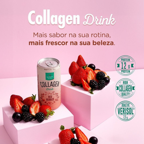 Collagen Drink Protein Red Berries - Nutrify 6 Latas