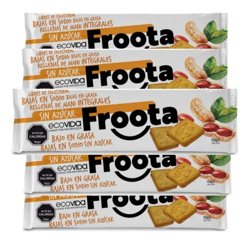 Pack X 5 Galleta Froota Emparedado De Mani Sin Azúcar