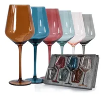 Comprar Copas De Vino De Color De 6, Copas De Agua De Vidrio De 18 O
