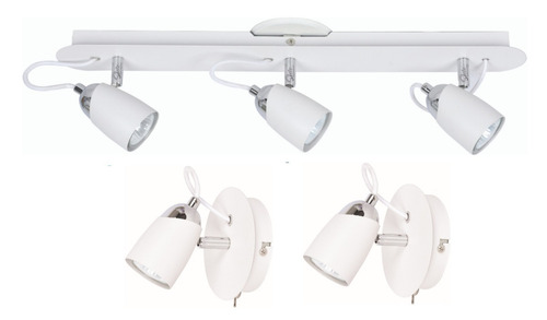 Imagen 3 de 6 de Lámpara Aplique Luz Led 3 Luces 7w Spot Gu10 Baño Moderno