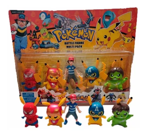 Kit 4 Bonecos + acessórios Pokemon Vingadores - Pikachu, Brinquedo