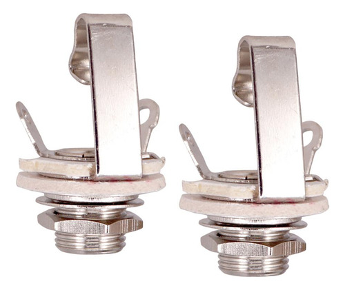 Conector Jack Mono De Latón Para Bajo De Guitarra Plata