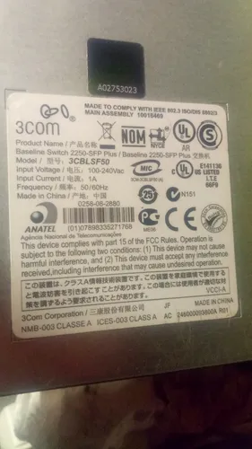 Switch 3com 3cblsf50 2250-sfp Plus 48 Port 10/100 Usado Ok (Usado)