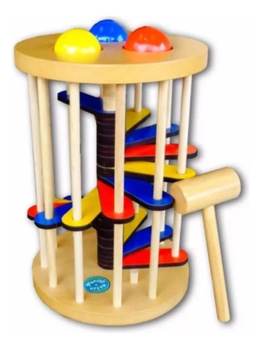Juego Didáctico Banco Grande De Descarga Rulero Con Pelotas Color Multicolor