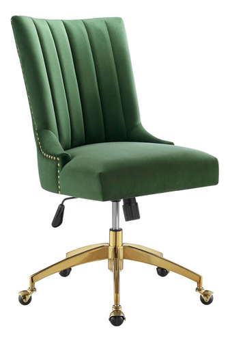 Modway Empower Channel - Silla De Oficina De Terciopelo De . Color Dorado (gold Emerald)