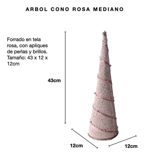 Imagen 2 de 10 de Arbol Cono Rosa Papa Noel Adorno Decoración Navideña