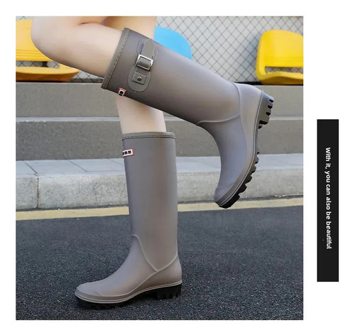 Botas De Lluvia Impermeables De Punto Alto Para Mujer, Estil
