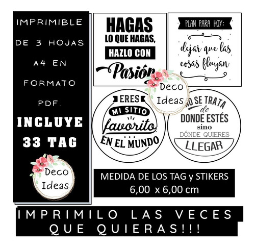 Imagen 4 de 5 de Kit06 Imprimible Blanco/negro Frases Motivadora Emprendedor