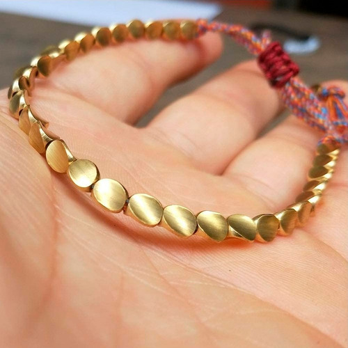 Pulsera Cobre Tibetana Hecha A Mano De Cuerda Unisex 1pz