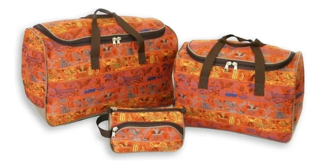 Kit De Viagem Marrocos 2 Malas E 1 Frasqueira Viccina Laranja/marrom