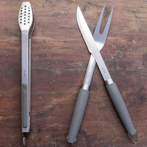 Imagen 3 de 10 de Set Herramientas Asado Humos X3 Pz Pinza Cuchillo Tenedor