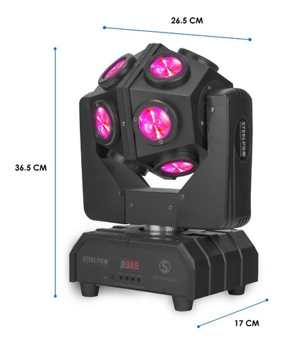 Imagen 5 de 8 de Cabeza Móvil Led Beam 12x15 Steelpro Retroball Rgbw