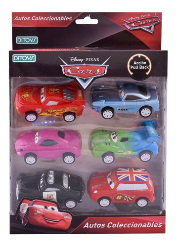 Set X 6 Autitos Ditoys Pull Back Disney Cars Coleccionables