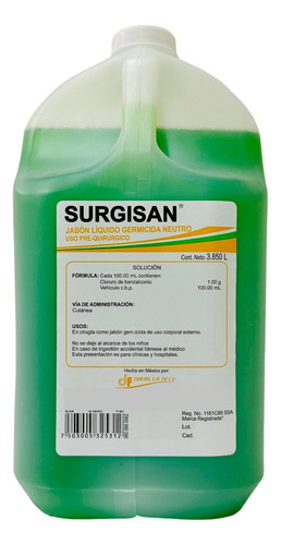 Jabón Quirúrgico Surgisan 3.850 Litros Desinfectante 1 Pieza