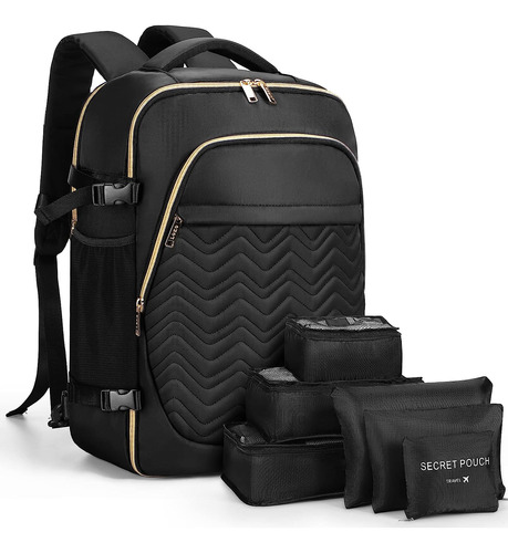 Mochila De Viaje Para Laptop Con Accesorios, Negro -