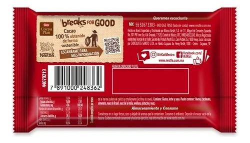 Oblea Kitkat Cubierta Con Chocolate Con Leche 41.5 G