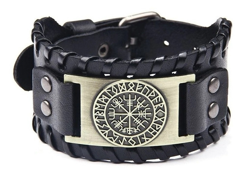 Pulsera Manilla Brazalete De Cuero Ancho Retro Celta Vikingo