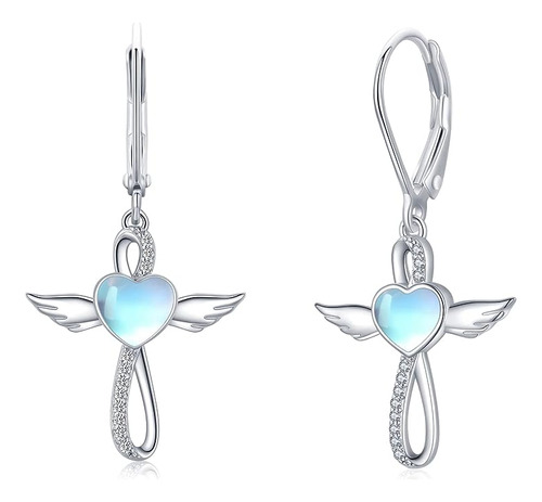 Lever Back Earrings Women 925 Silver Blue Angel Earrings Wom