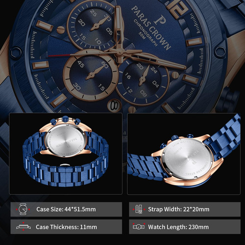 Reloj De Pulsera De Lujo Paras Crown Para Hombre, Cronógrafo