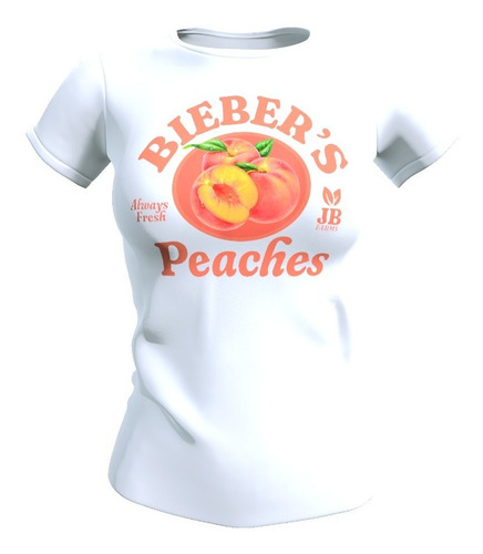 Polera Mujer Diseño, Justin Bieber Peaches, Poliester