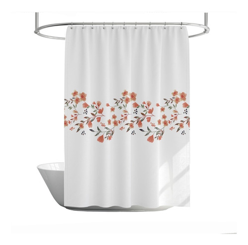 Cortina Baño Tela Lino Jacquard Diseño Peach Flower