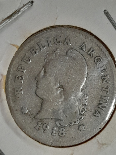 Moneda Argentina 10 Centavos 1918 Ref C41