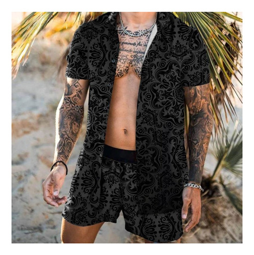 Conjunto De Camisa De Manga Corta Con Estampado Hawaiano Laz