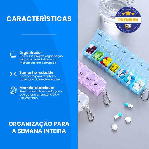 Organizador De Remédio Comprimidos Vitamina 7 Compartimentos