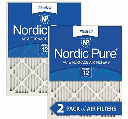 Nordic Pure 16x16x1m12-2 Merv 12 Ac Furnace Filter Pleated