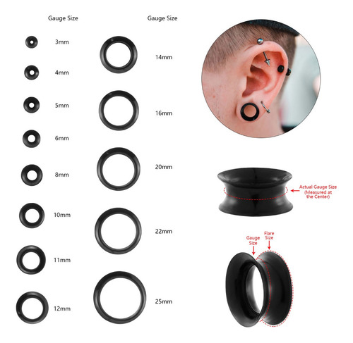 Expansor De Túnel Silicona Piercing Para Oreja Modelo Básico