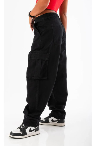 Pantalon Cargo Mujer Baggy Negro Solmaint Her
