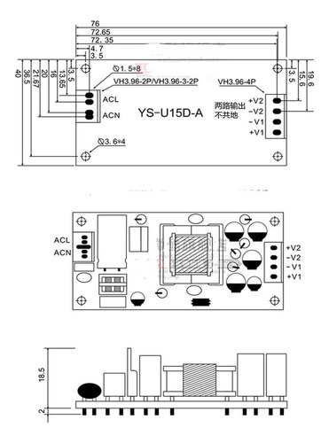 2pc 220v A 12v / 5v Buck Converter Switch Módulo De